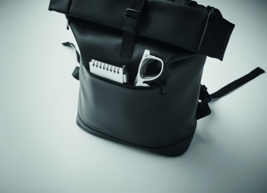 Logo trade promotional giveaways image of: Laptop PU Rolltop backpack