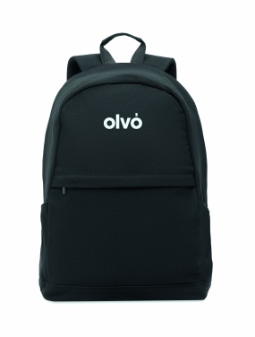 Logo trade promotional giveaways image of: A 15-inch laptop backpack made of recycled pre-consumer cotton and recycled polyester with customizable printing.