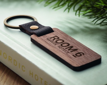 Logotrade promotional merchandise photo of: Key ring in walnut and PU Kokkola