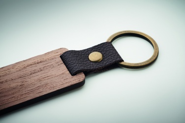 Logotrade promotional product picture of: Key ring in walnut and PU Kokkola