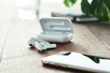 Logo trade business gifts image of: TWS earbuds with charging base