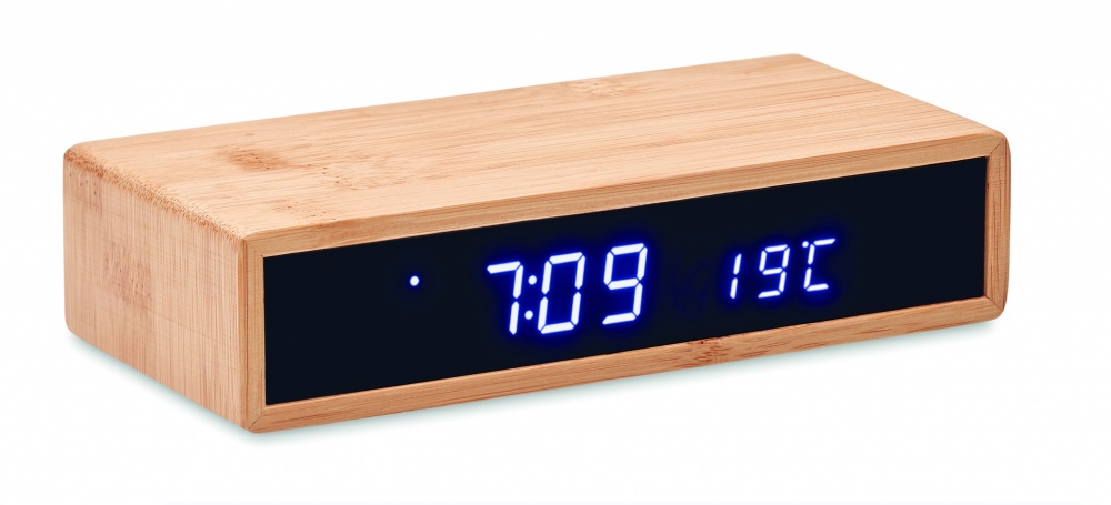 Logo trade corporate gifts picture of: Wireless charger in bamboo 5W