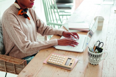 Logo trade promotional giveaways image of: 8 digit bamboo calculator