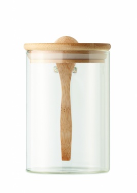 Logotrade promotional product picture of: Glass jar with spoon 600 ml