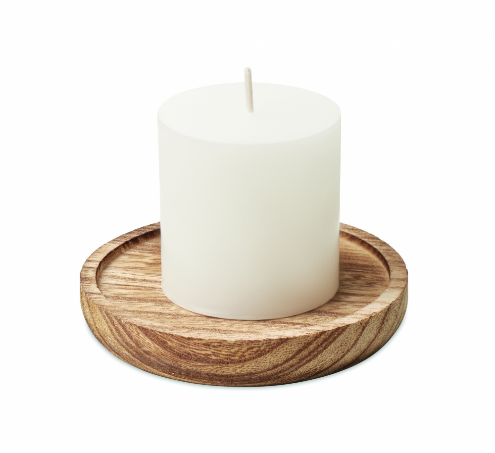 Logo trade promotional merchandise picture of: Candle on round wooden base