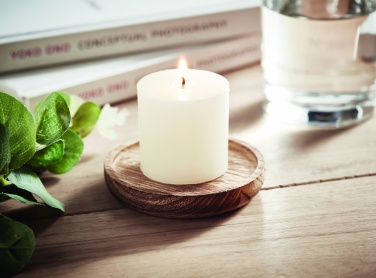 Logo trade promotional product photo of: Candle on round wooden base
