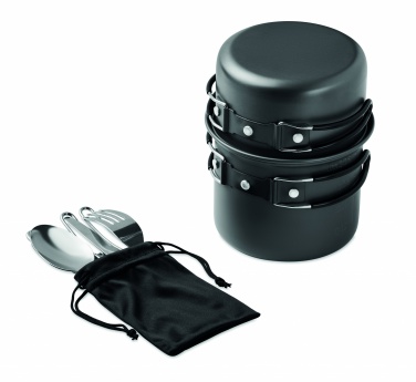 Logo trade promotional merchandise image of: 2 camping pots with cutlery