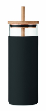 Logo trade promotional gifts image of: Glass tumbler 450ml bamboo lid