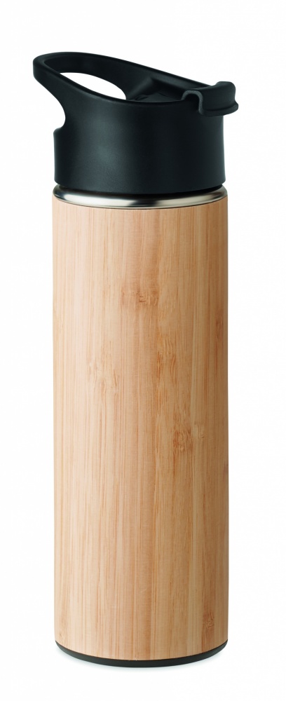 Logo trade promotional merchandise picture of: Double wall bamboo flask 450ml