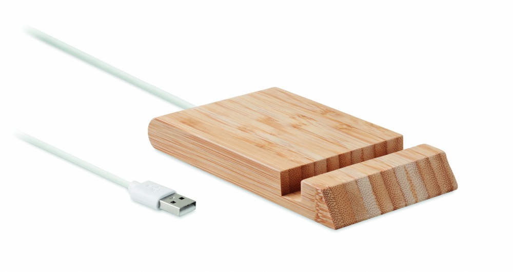 Logo trade promotional gifts picture of: Bamboo wireless charger  10W ODOS