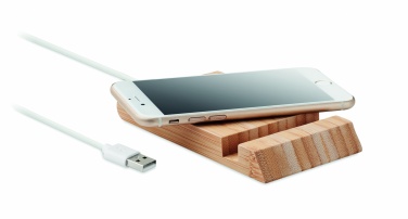 Logo trade promotional merchandise image of: Bamboo wireless charger  10W ODOS