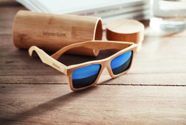 Logo trade advertising products image of: Sunglasses and case in bamboo KEILA