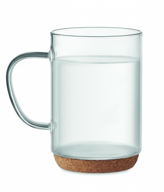 Logo trade corporate gifts picture of: Glass mug 400ml with cork base