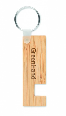 Logo trade advertising products image of: Bamboo stand and key ring Savonlinna
