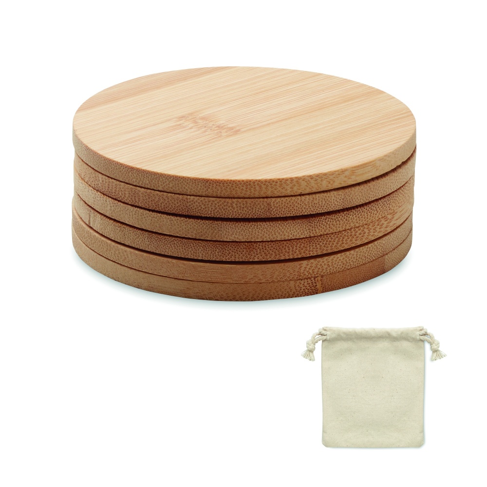 Logotrade promotional item image of: Set of 6 bamboo coasters