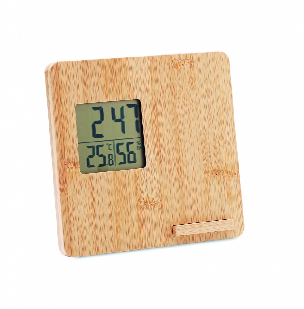 Logotrade promotional giveaway image of: Bamboo weather station 10W