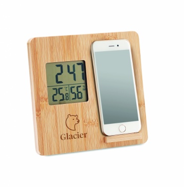 Logo trade advertising product photo of: Bamboo weather station 10W