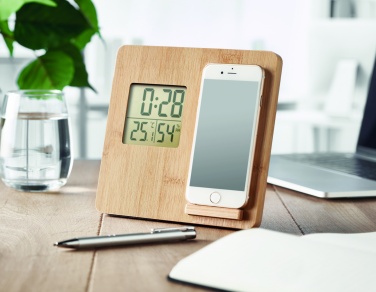 Logo trade corporate gifts image of: Bamboo weather station 10W