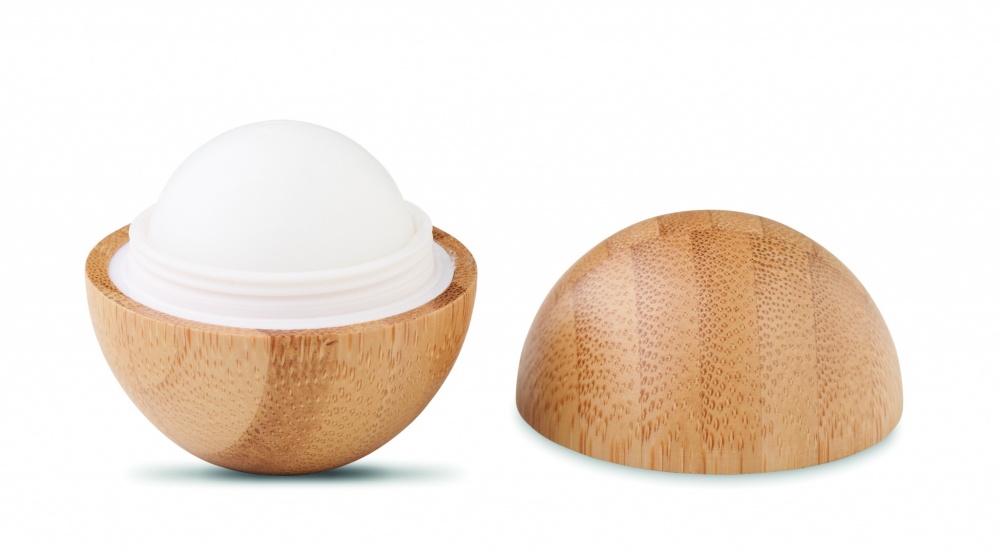 Logo trade advertising products picture of: Lip balm in round bamboo case