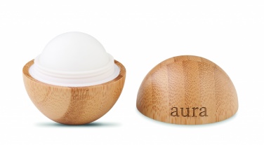 Logo trade promotional items image of: Lip balm in round bamboo case