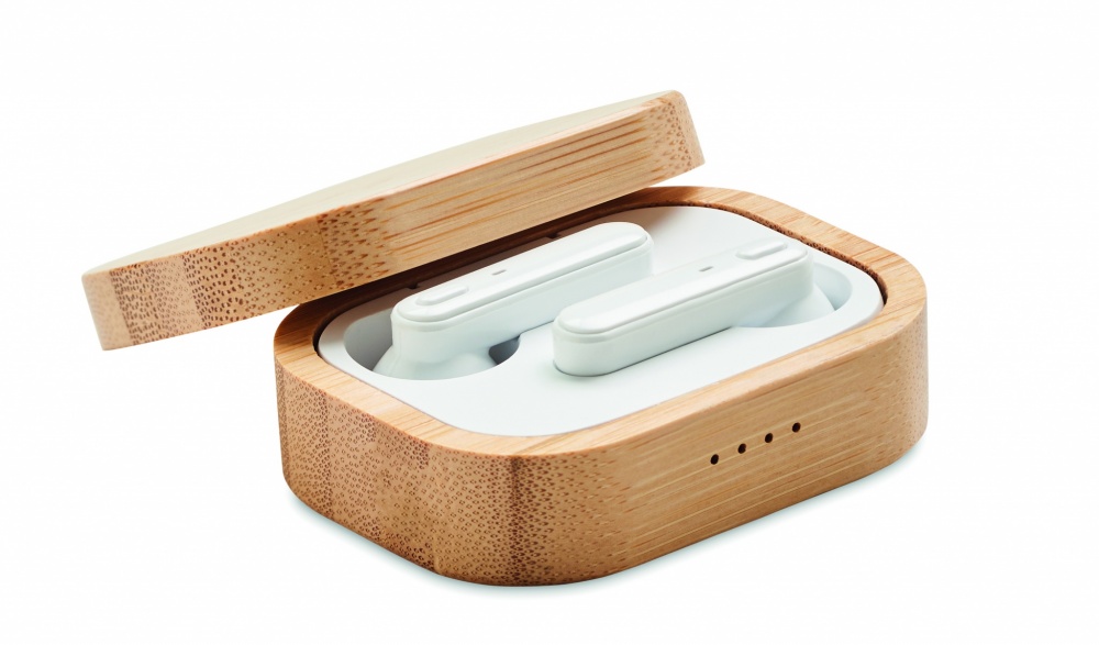 Logotrade promotional product picture of: TWS earbuds in bamboo case