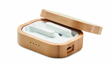 Logotrade promotional gift image of: TWS earbuds in bamboo case