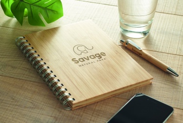 Logo trade promotional giveaways picture of: A5 ring bound Bamboo notebook