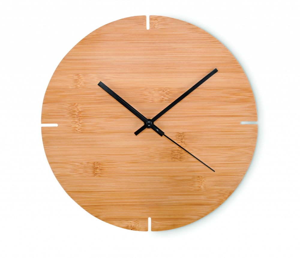 Logo trade business gifts image of: Round shape bamboo wall clock