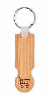 Logo trade promotional gifts picture of: Bamboo euro token key ring Rauma