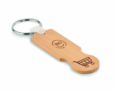 Logotrade promotional merchandise image of: Bamboo euro token key ring Rauma