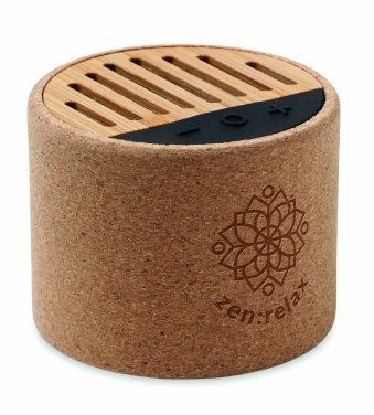 Logo trade corporate gift photo of: Round cork wireless speaker