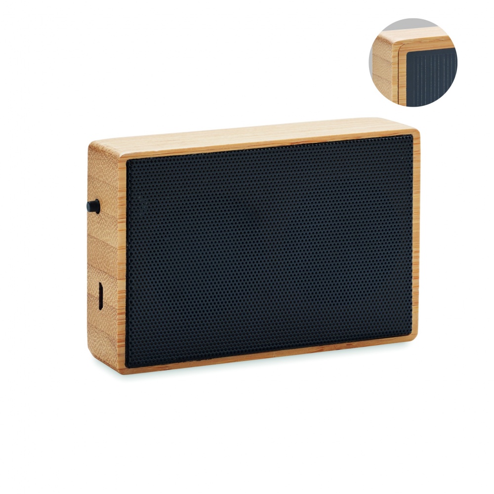 Logo trade promotional gifts image of: Solar bamboo wireless speaker