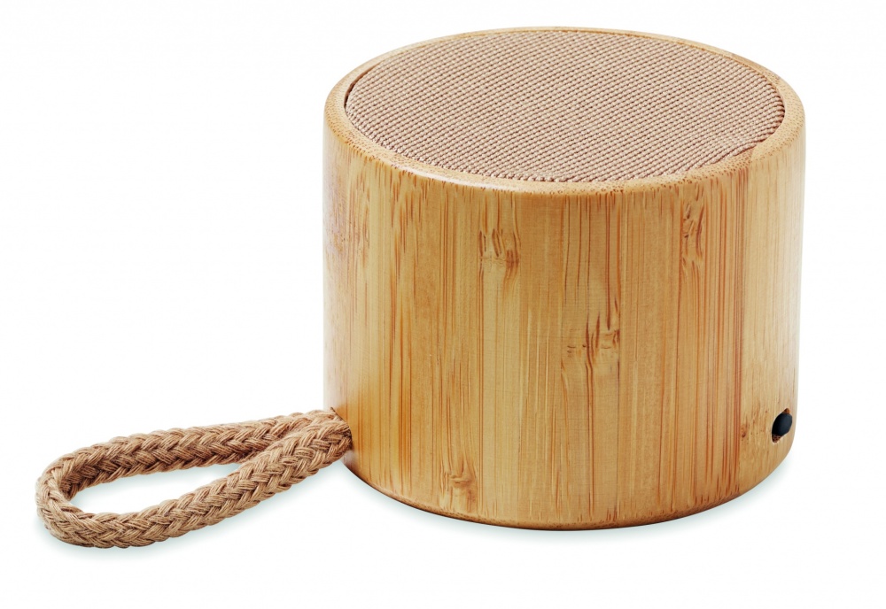Logo trade corporate gift photo of: Round bamboo wireless speaker