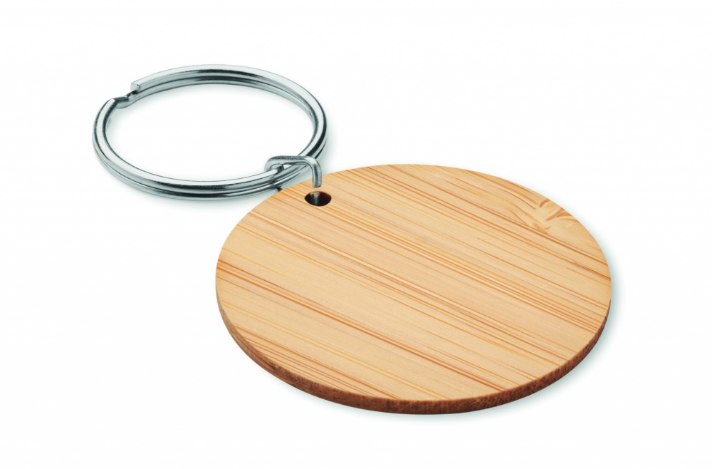 Logotrade promotional product image of: Round bamboo key ring Pieksämäki