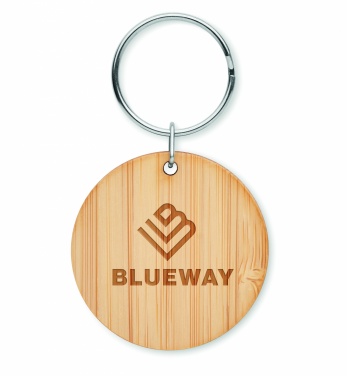 Logo trade promotional merchandise photo of: Round bamboo key ring Pieksämäki