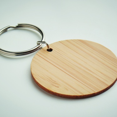 Logotrade corporate gift image of: Round bamboo key ring Pieksämäki
