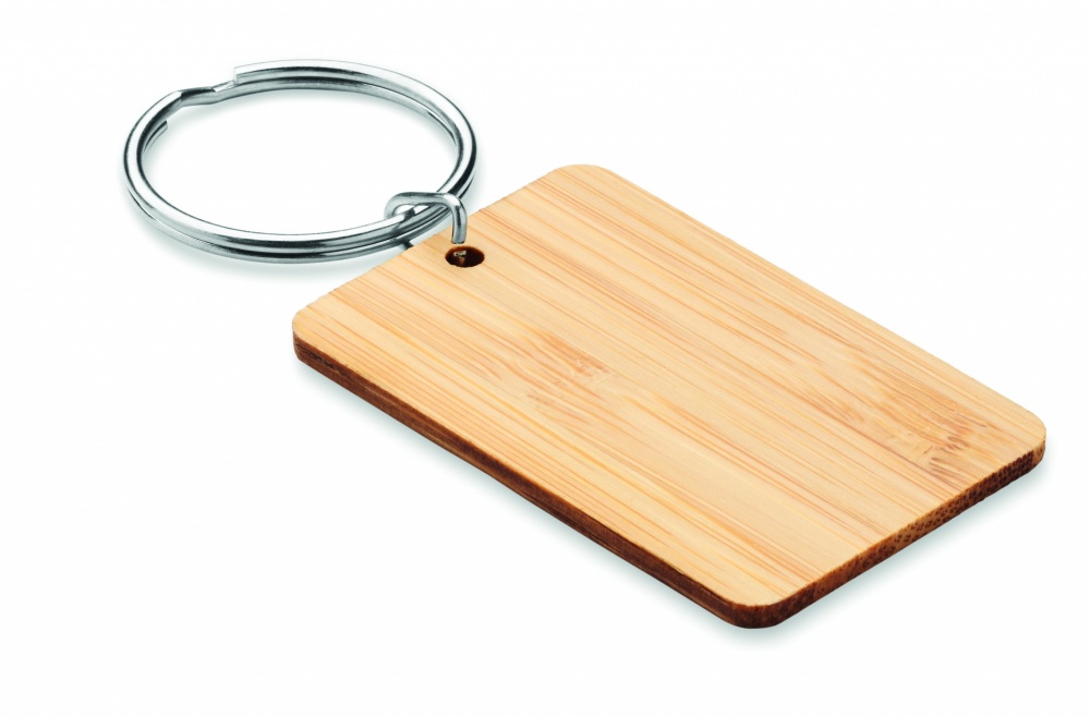 Logotrade promotional merchandise picture of: Rectangular bamboo key ring Riihimäki
