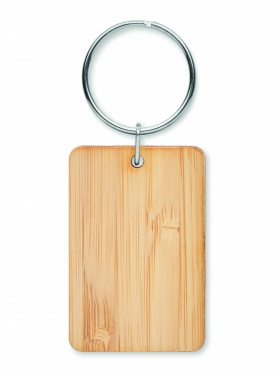 Logo trade advertising products picture of: Rectangular bamboo key ring Riihimäki