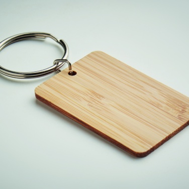 Logo trade corporate gifts image of: Rectangular bamboo key ring Riihimäki