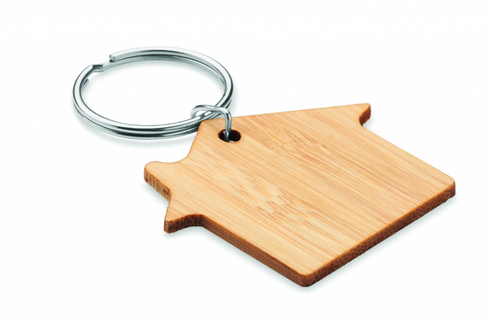 Logotrade promotional merchandise photo of: House shaped bamboo key ring Järvenpää