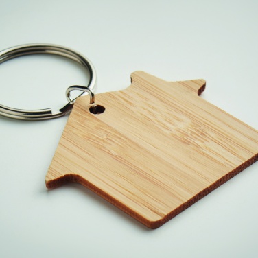 Logo trade advertising product photo of: House shaped bamboo key ring Järvenpää