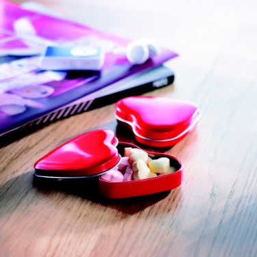 Logo trade business gift photo of: Heart tin box with candies