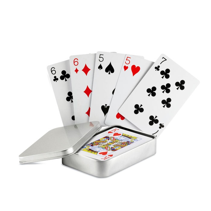 Logo trade business gifts image of: Playing cards in tin box