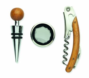 Logo trade promotional giveaways image of: Wine set in bamboo box