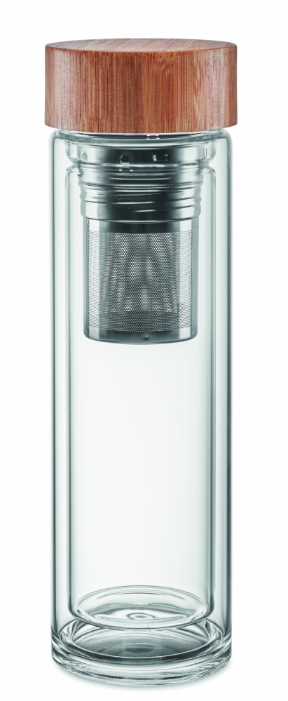 Logo trade corporate gifts picture of: Double wall glass bottle 400ml München