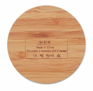Logo trade promotional merchandise image of: Wireless charger bamboo 5W