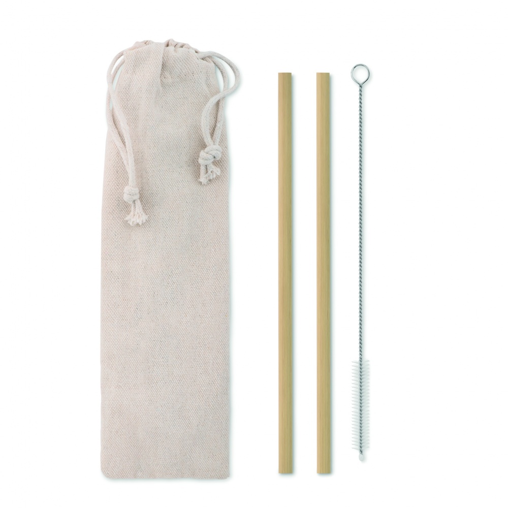 Logo trade promotional merchandise photo of: Bamboo Straw w/brush in pouch