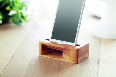 Logo trade corporate gifts image of: Bamboo phone stand-amplifier CARACOL