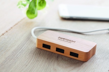 Logotrade promotional products photo of: Bamboo USB 3 ports hub