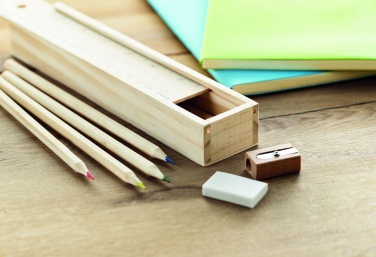 Logo trade promotional gift photo of: Stationery set in wooden box